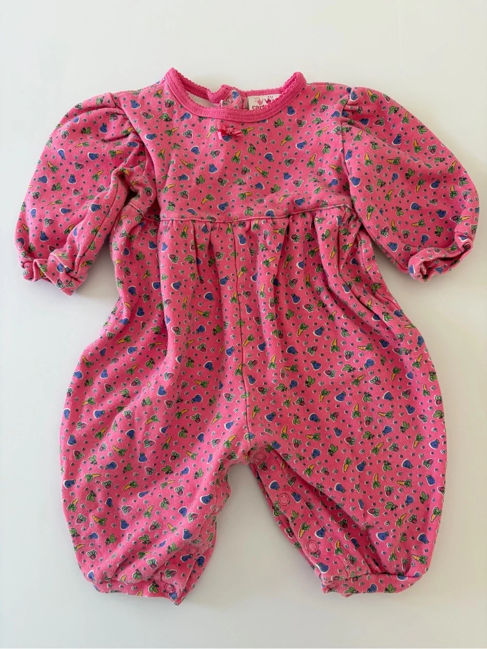 Vintage Carters Pink Garden Print Romper Baby Girl 9 Months 100% Cotton